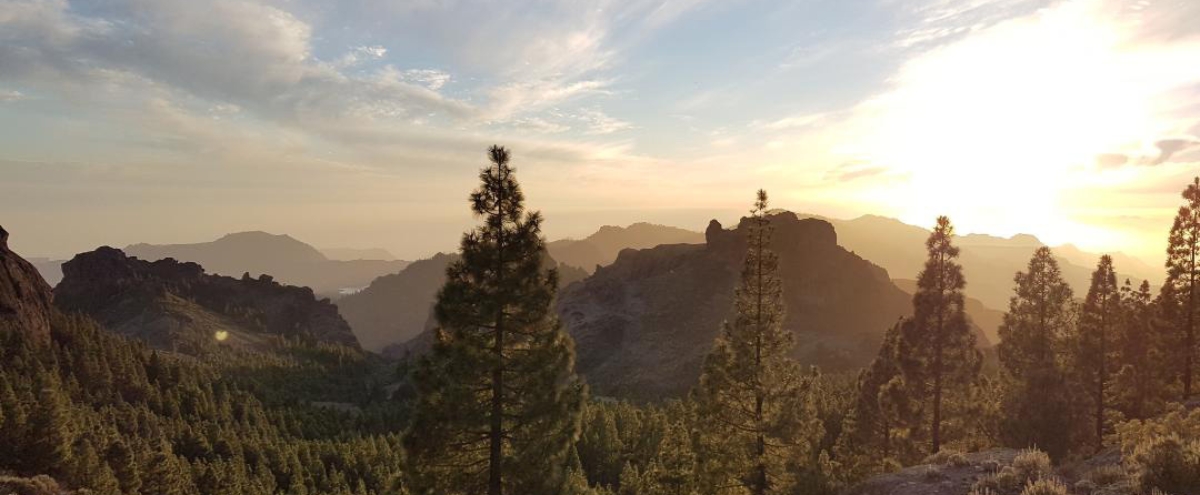 Mountain landscape of the Canary Islands in the haze
